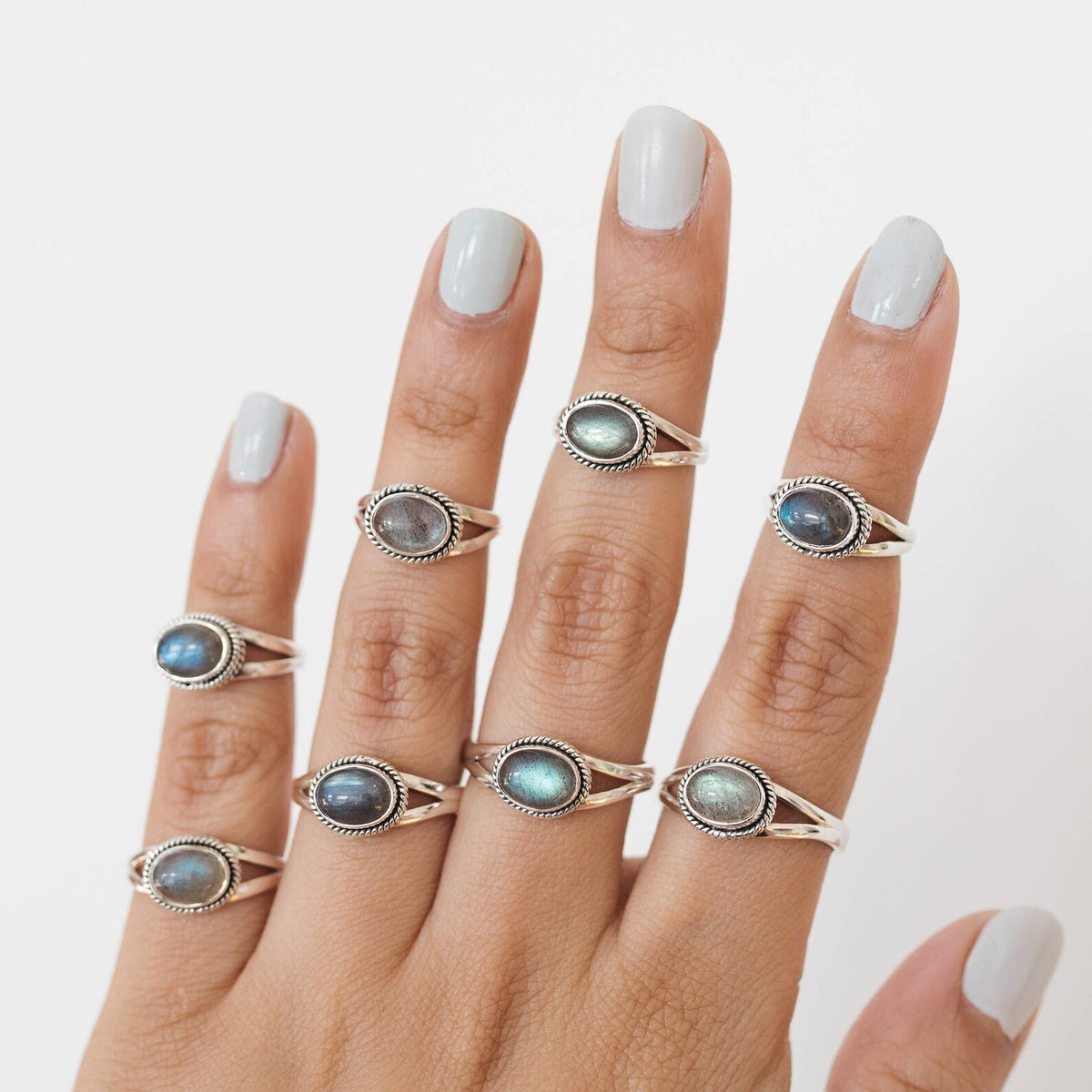 Oval Labradorite Ring, Silver Promise Ring