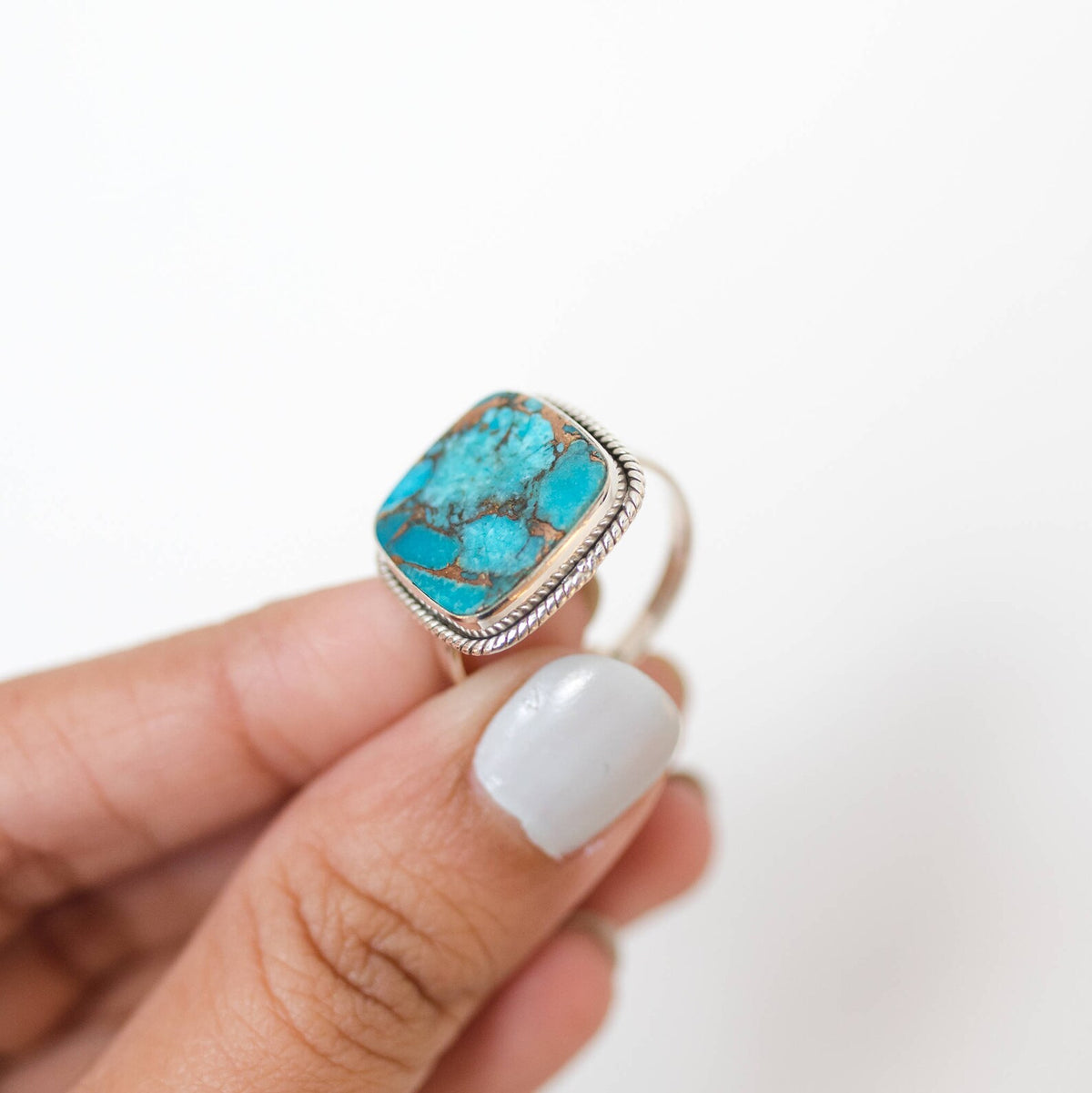 Chunky Turquoise Ring, Copper Turquoise Jewelry