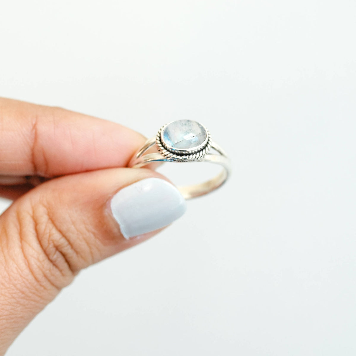 Rainbow Moonstone Ring, Oval Stone Ring