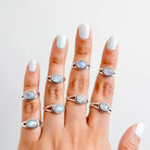 Rainbow Moonstone Ring, Oval Stone Ring