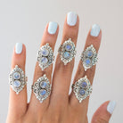Round Moonstone Ring, Silver Cocktail Ring