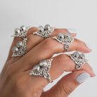 Round Moonstone Ring, Silver Cocktail Ring
