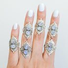 Round Moonstone Ring, Silver Cocktail Ring