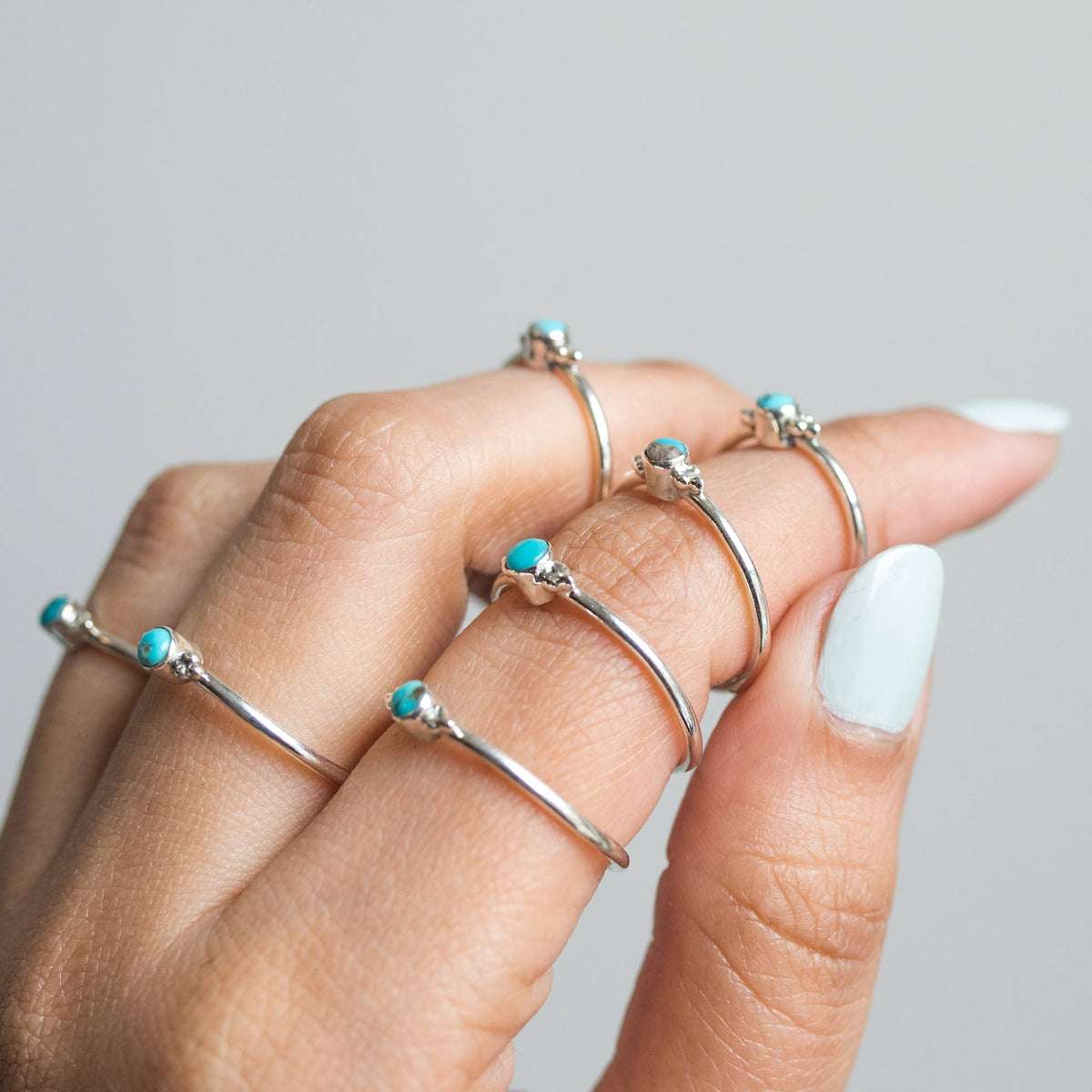 Tiny Turquoise Ring, Round Turquoise Ring