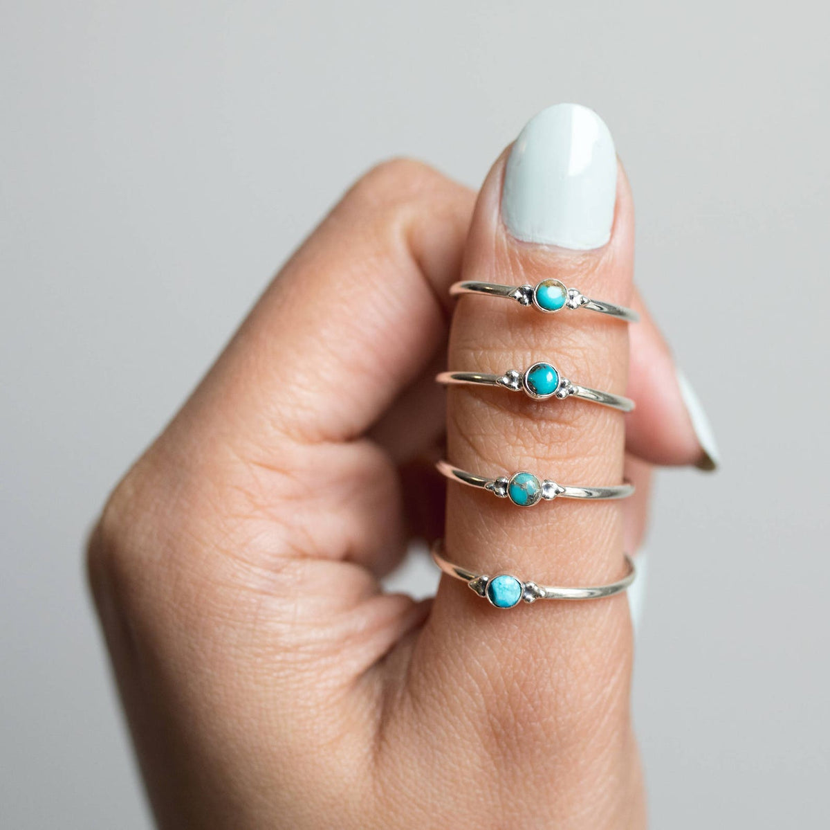 Tiny Turquoise Ring, Round Turquoise Ring