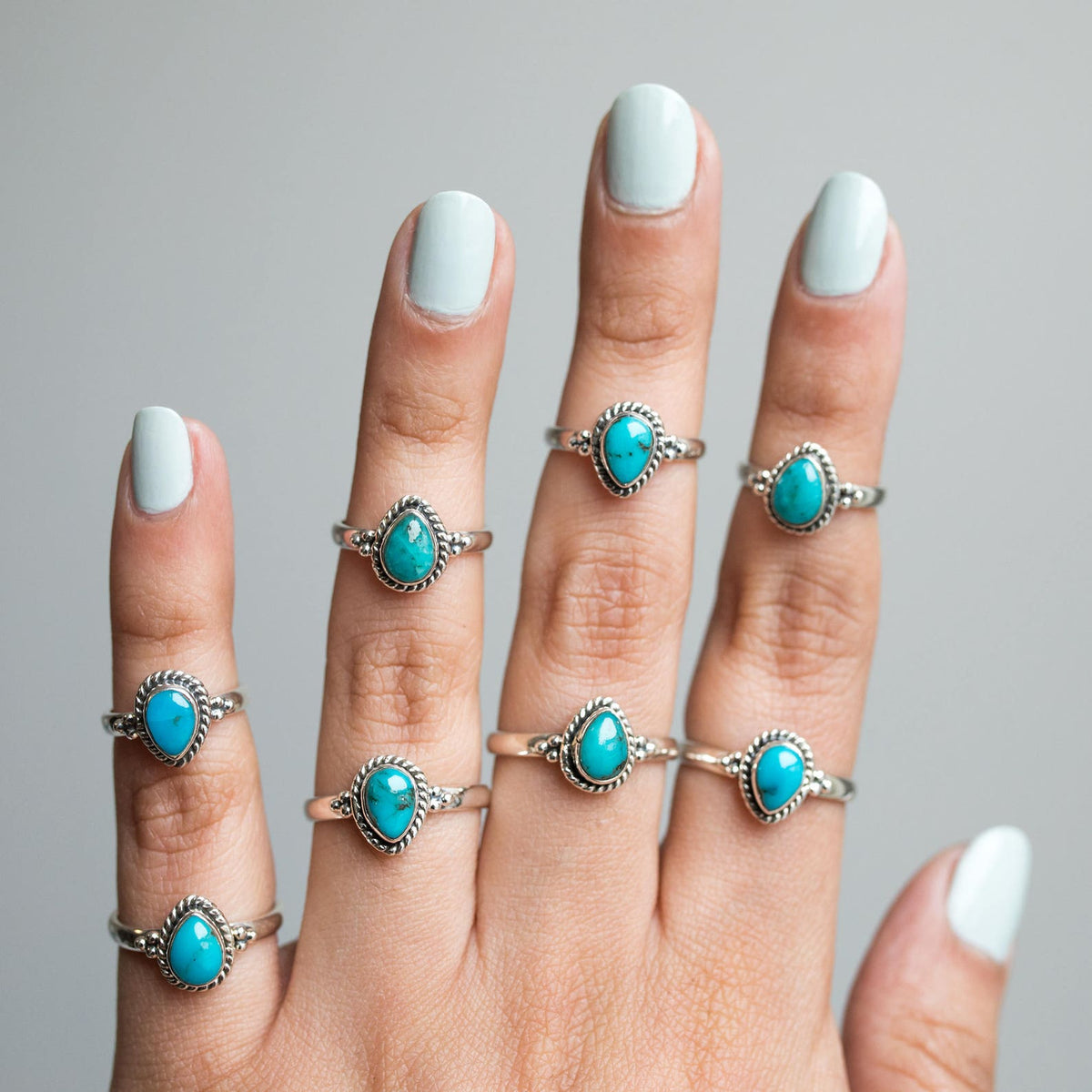 Pear Turquoise Ring, Natural Stone Ring