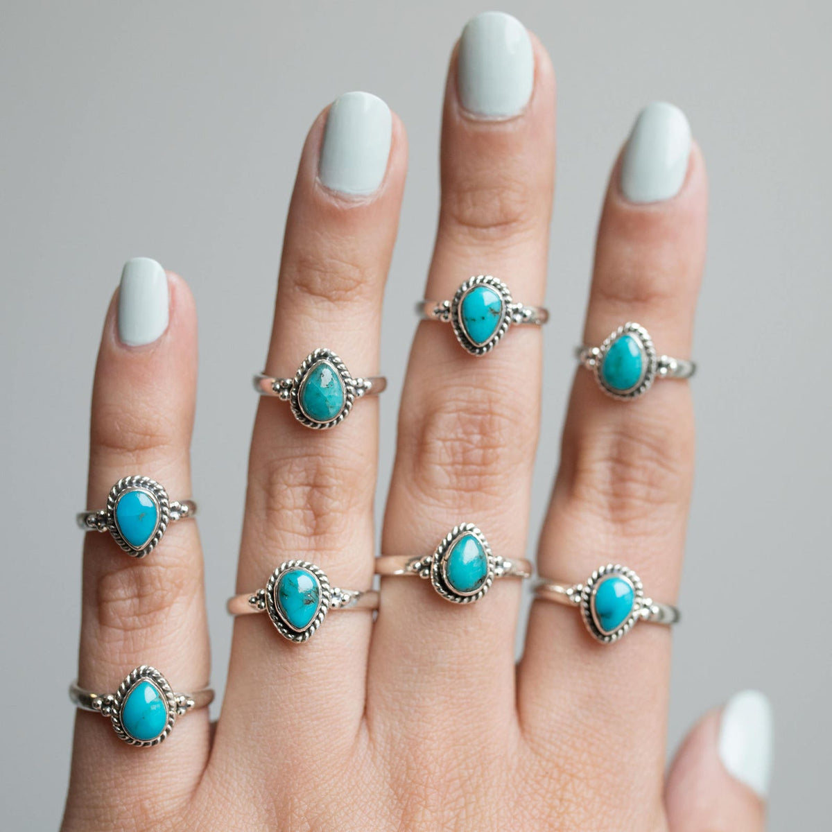 Pear Turquoise Ring, Natural Stone Ring