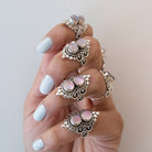 Pink Moonstone Ring, Pink Cocktail Ring