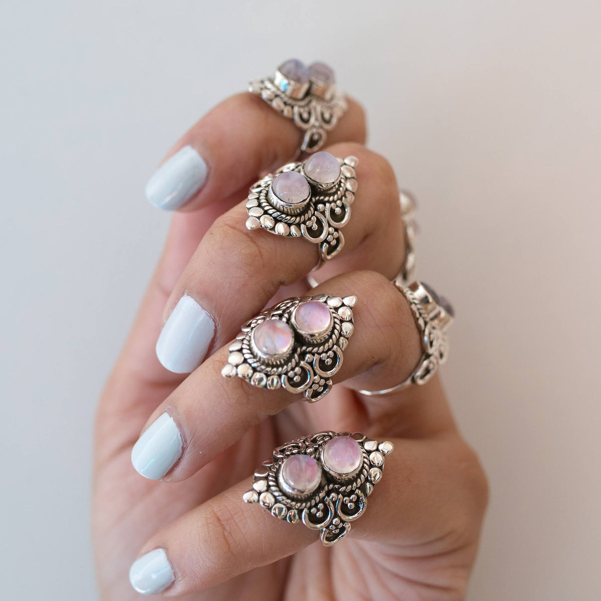 Pink Moonstone Ring, Pink Cocktail Ring
