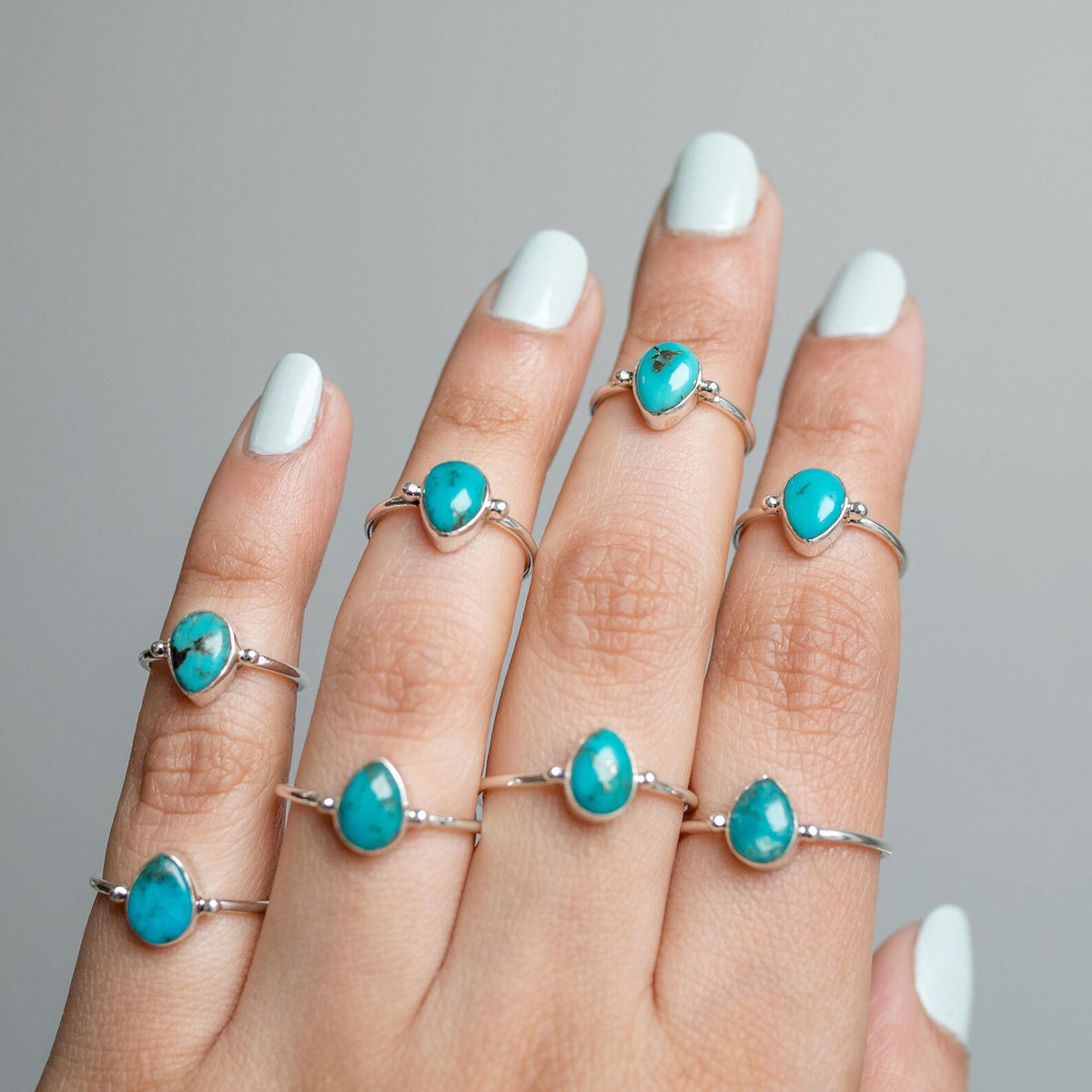 Pear Turquoise Ring, Minimalist Silver Ring