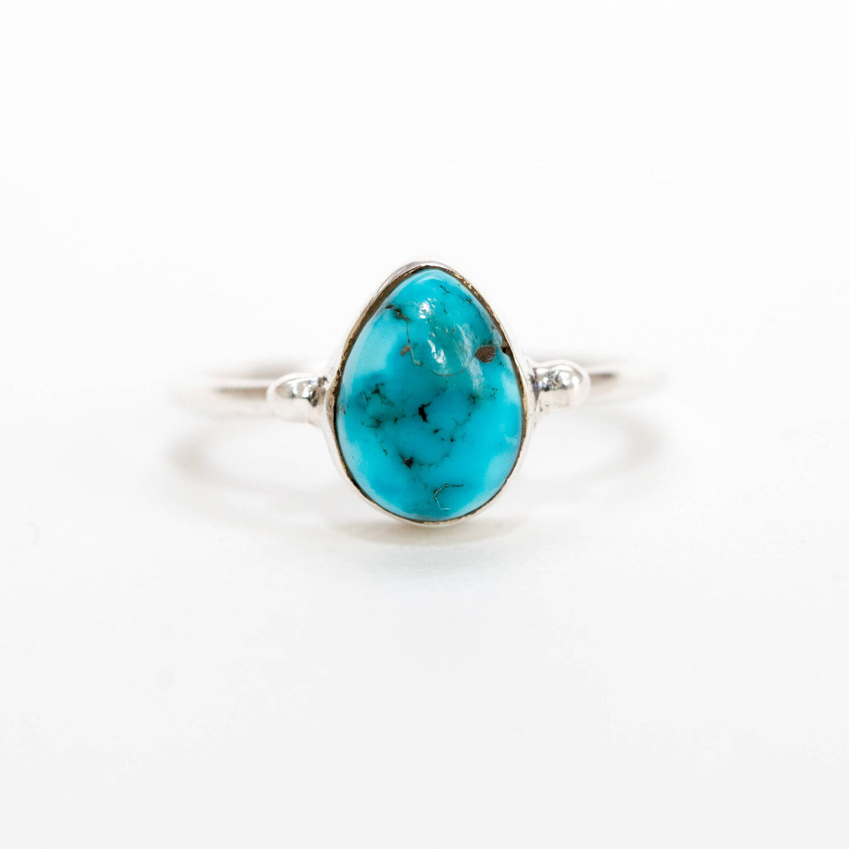 Pear Turquoise Ring, Minimalist Silver Ring