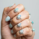 Silver Opal Ring, Pear Opal Stack Ring