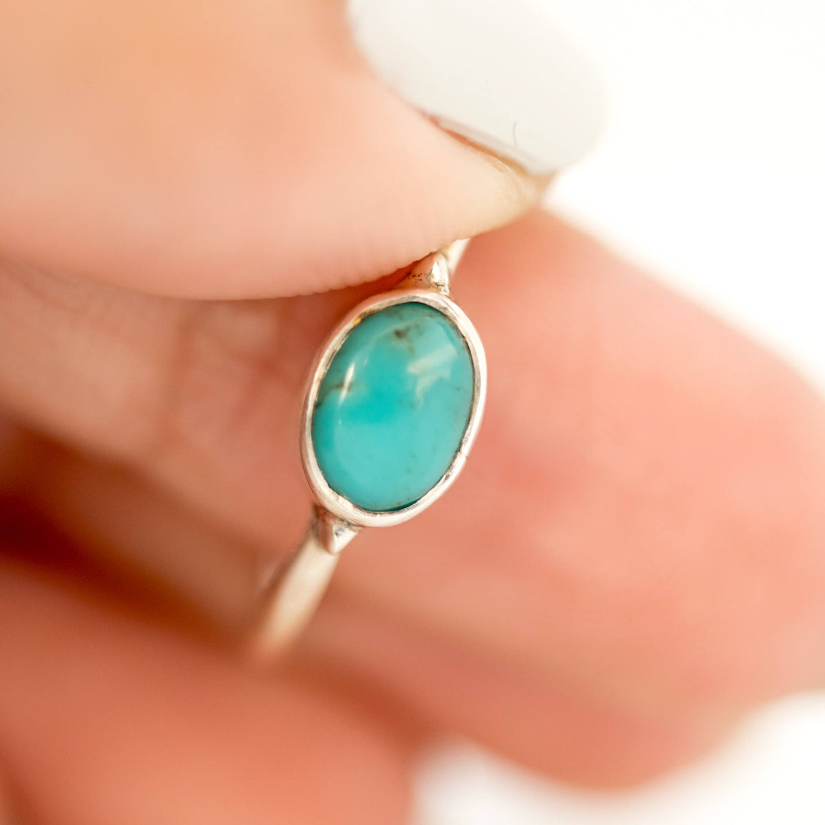 Dainty Turquoise Ring, Oval Turquoise Minimalist Ring
