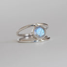 Faceted Moonstone Ring, Delicate Silver Ring