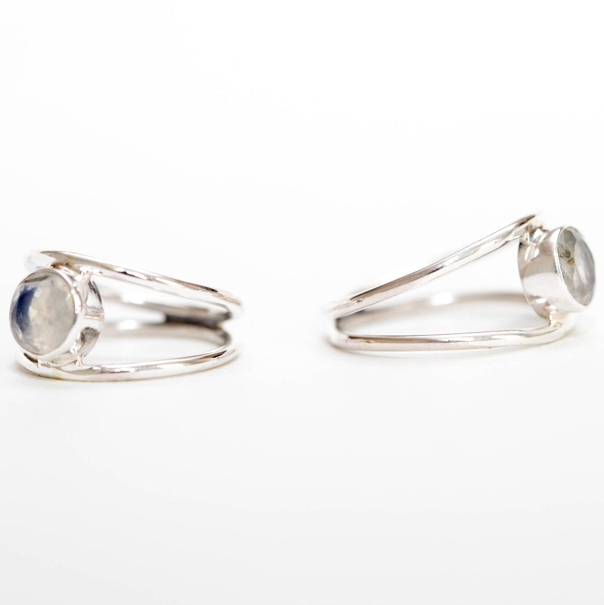 Faceted Moonstone Ring, Delicate Silver Ring