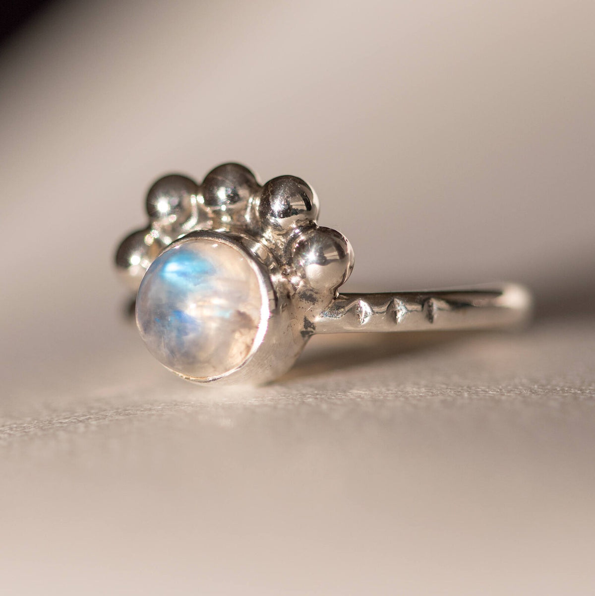 Round Moonstone Ring, Everyday Stack Ring