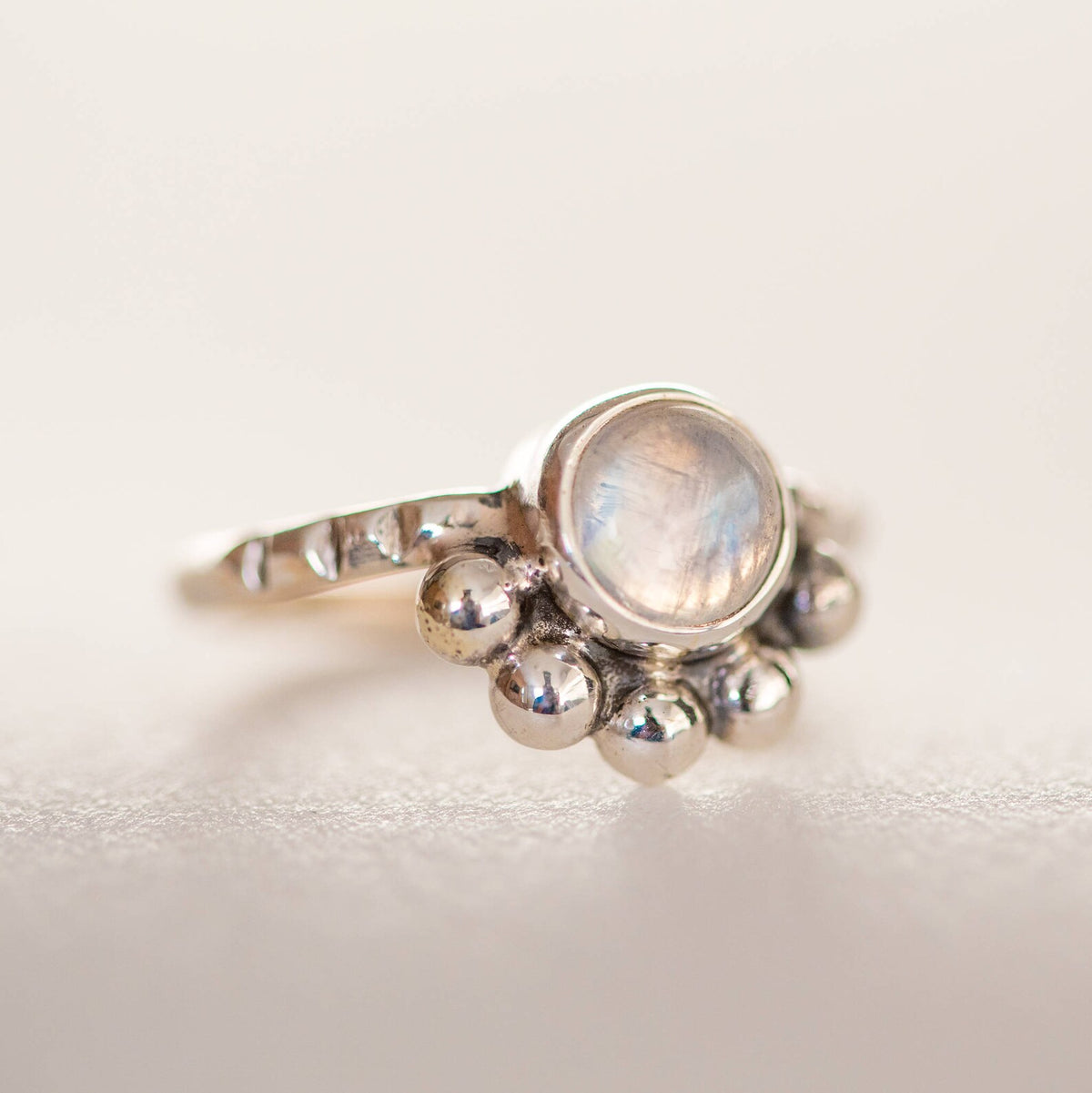 Round Moonstone Ring, Everyday Stack Ring