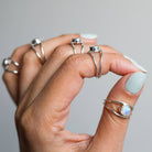 Faceted Moonstone Ring, Delicate Silver Ring