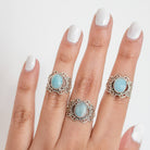 Larimar Gemstone Ring, Larimar Jewelry, Boho Ring