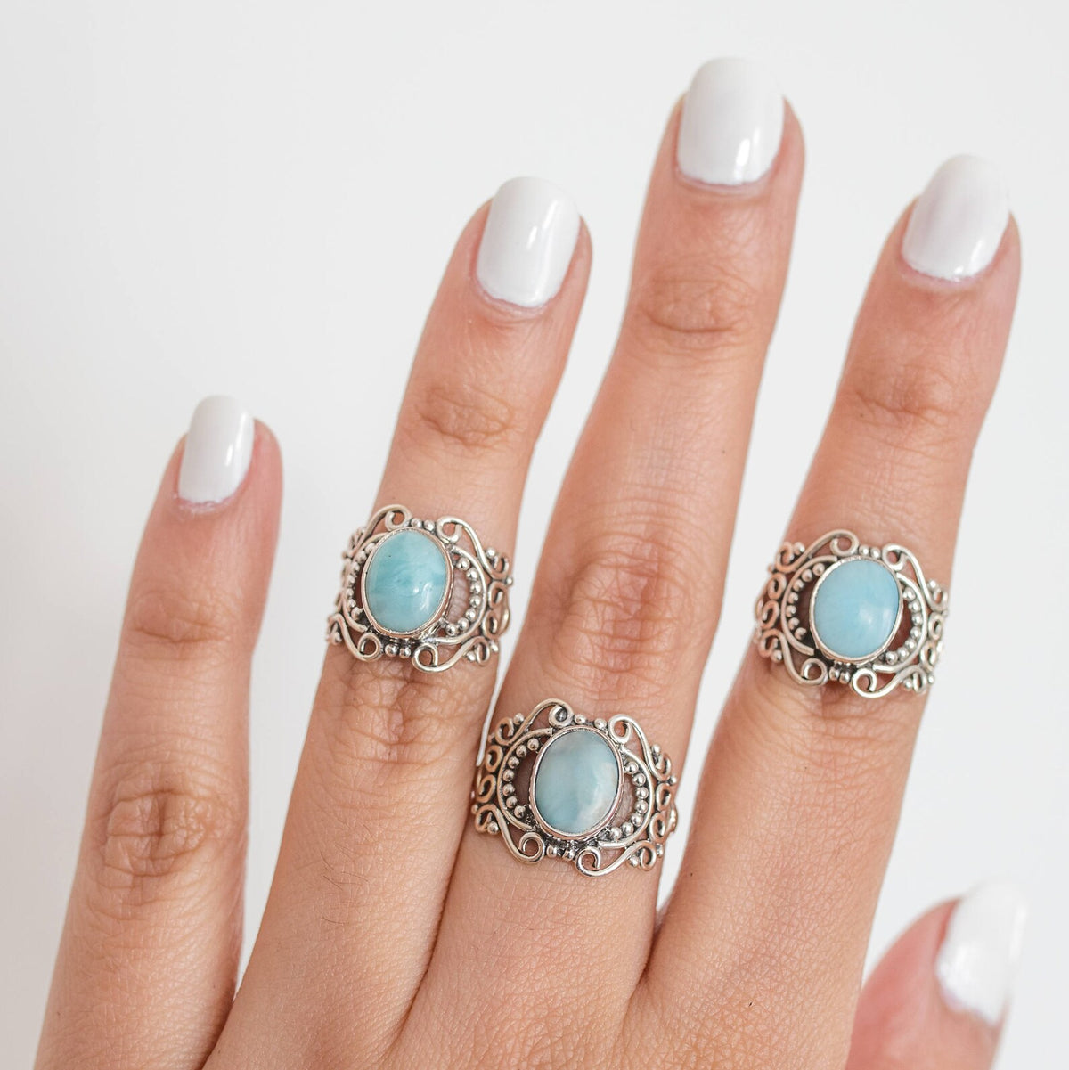 Larimar Gemstone Ring, Larimar Jewelry, Boho Ring