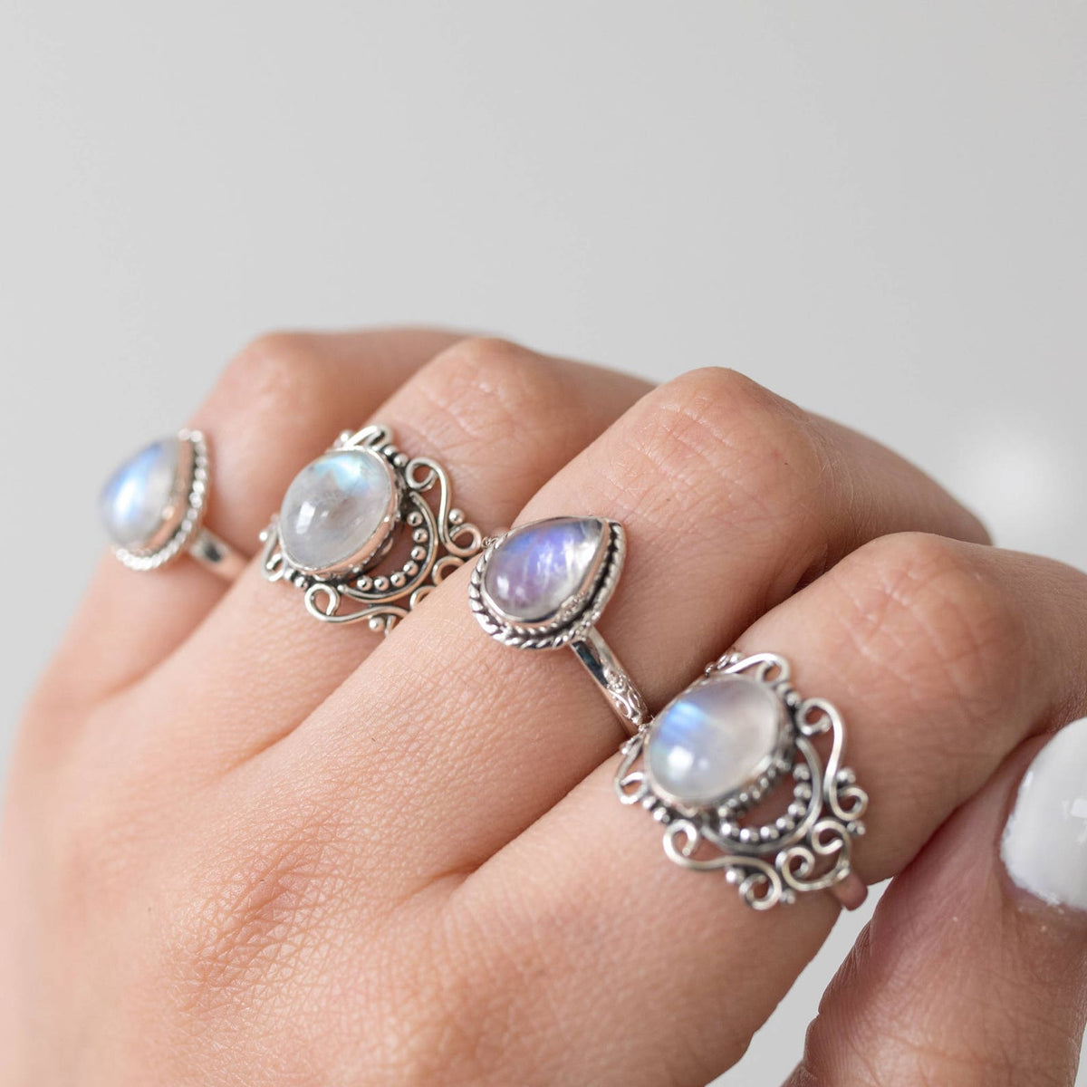 Moonstone Statement Ring, Sterling Silver Rings