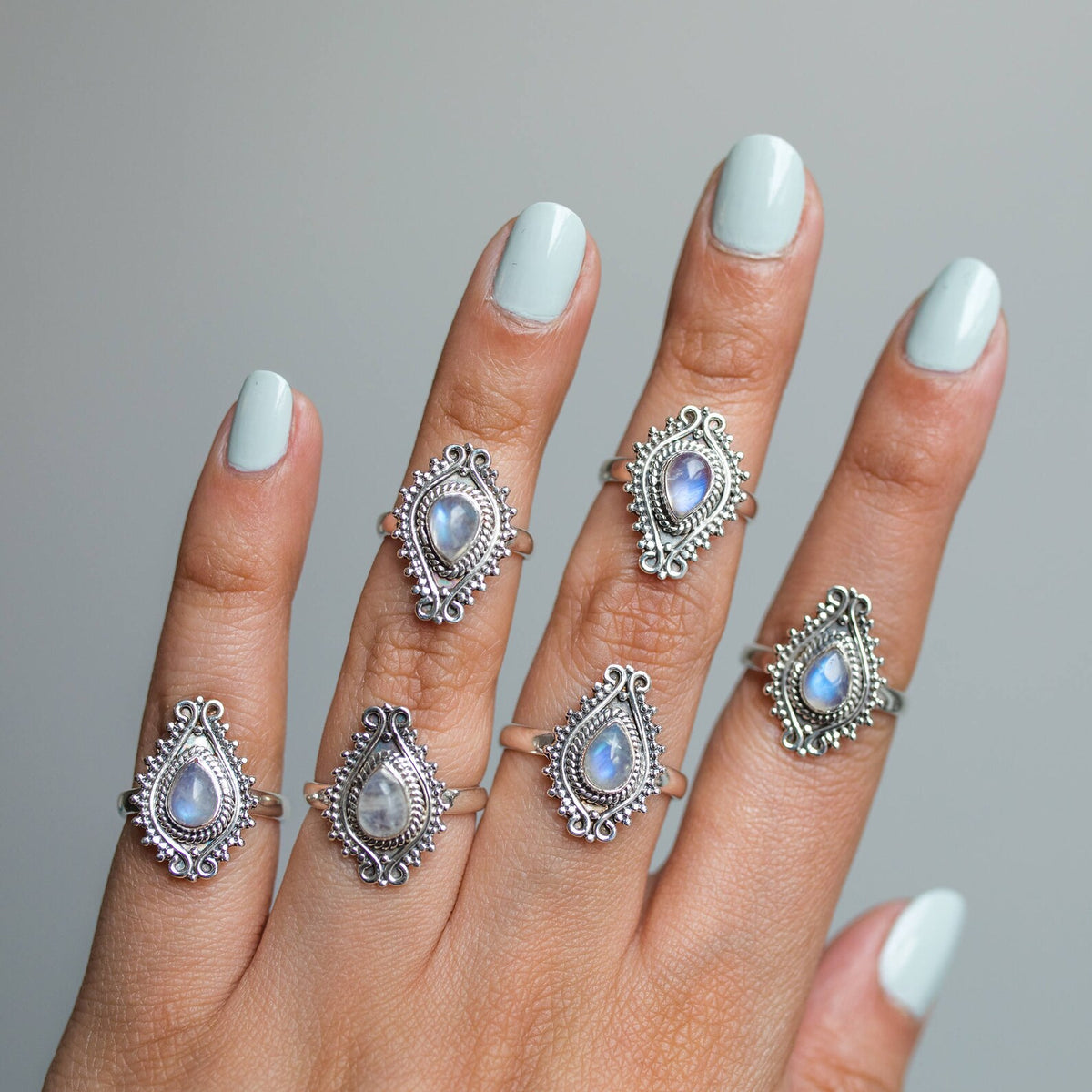 Pear Moonstone Ring, Real Silver Ring