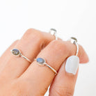 Oval Labradorite Ring, Tiny Gemstone Rings