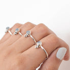 Tiny Moonstone Ring, Round Blue Moonstone Ring