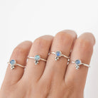 Tiny Moonstone Ring, Round Blue Moonstone Ring