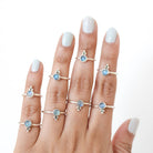 Tiny Moonstone Ring, Round Blue Moonstone Ring