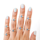 Round Moonstone Ring, Silver Dot Ring