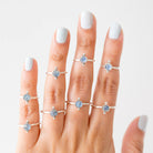 Round Moonstone Ring, Silver Dot Ring