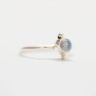 Round Moonstone Ring, Silver Dot Ring