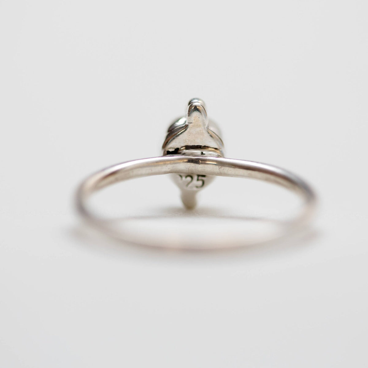 Round Moonstone Ring, Silver Dot Ring