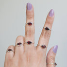 Minimalist Garnet Ring, Pear Garnet Birthstone Ring
