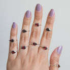 Minimalist Garnet Ring, Pear Garnet Birthstone Ring