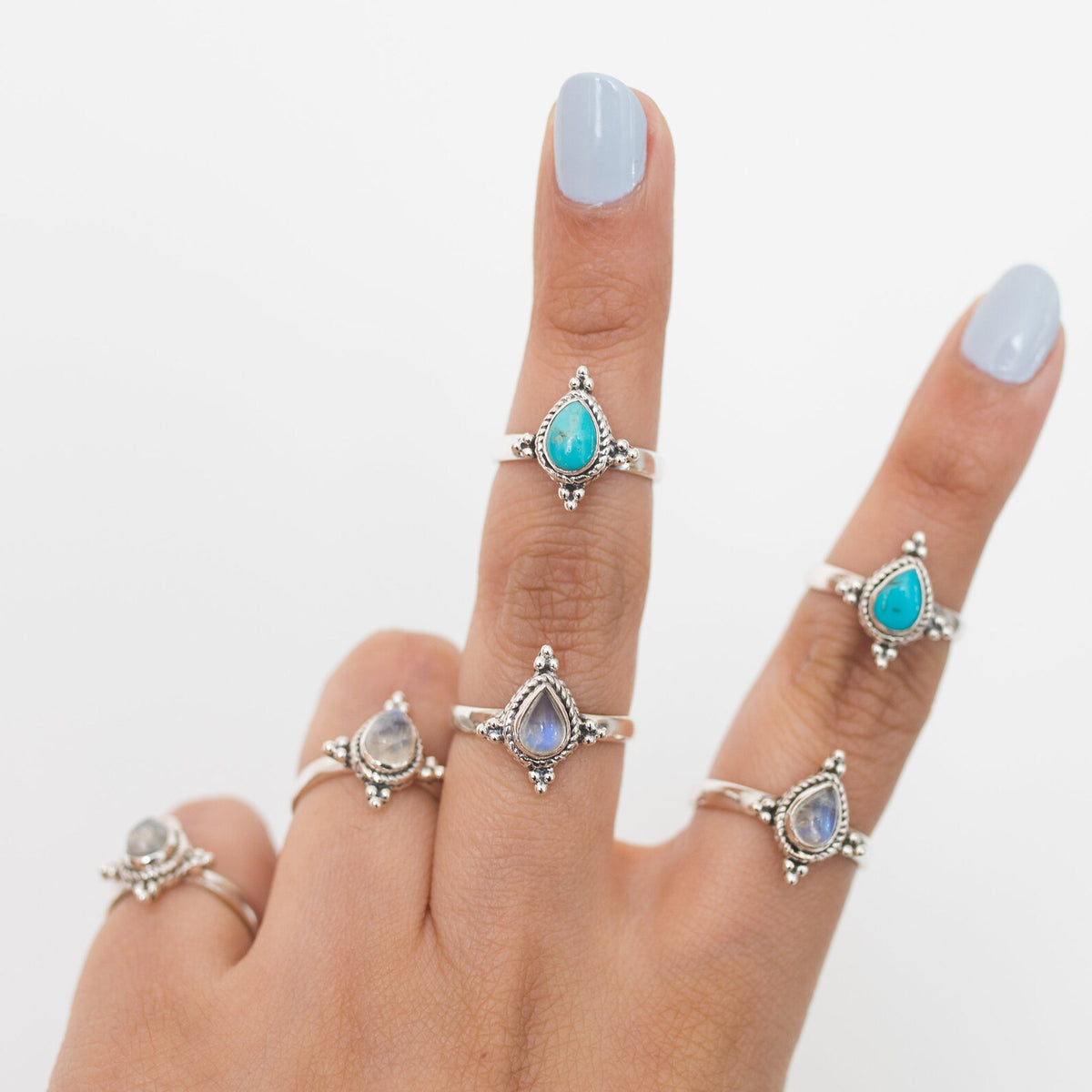 Pear Turquoise Ring, Blue Statement Ring