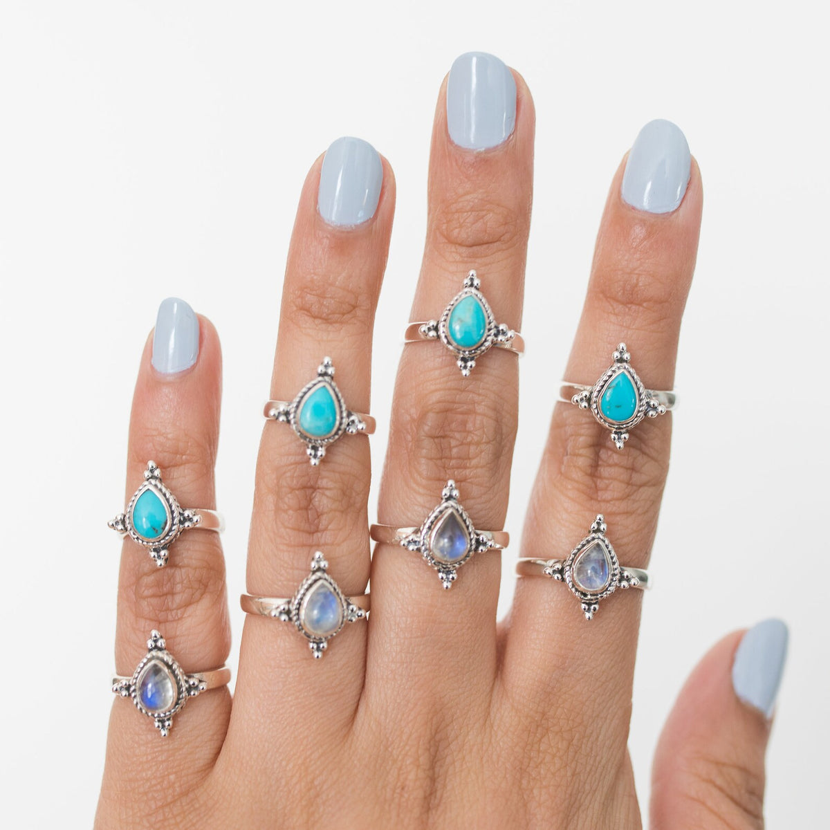 Pear Turquoise Ring, Blue Statement Ring