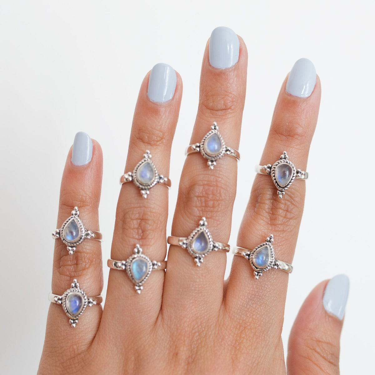 Moonstone Ring Sterling Silver, Pear Moonstone Ring