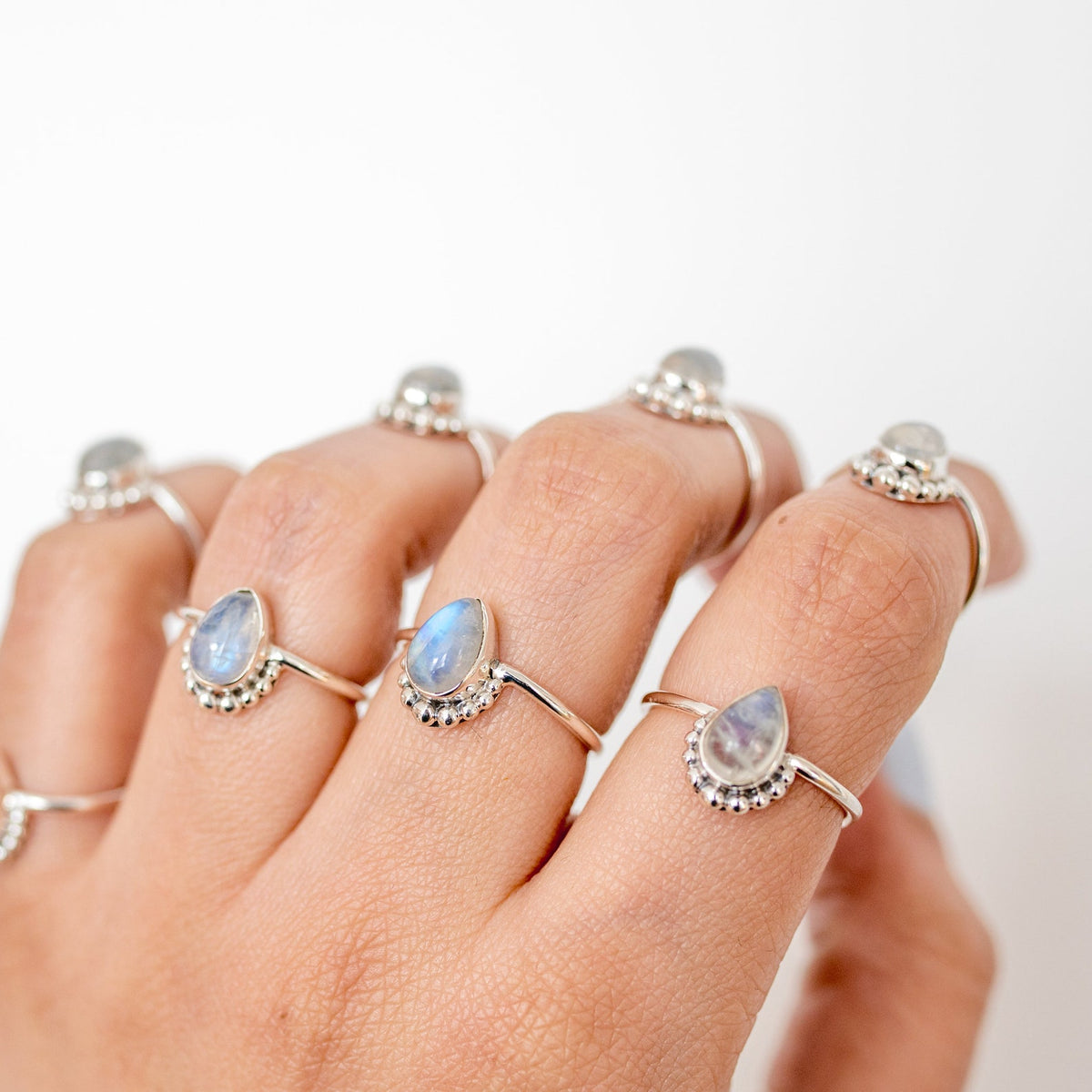 Minimalist Moonstone Ring, Pear Moonstone Ring