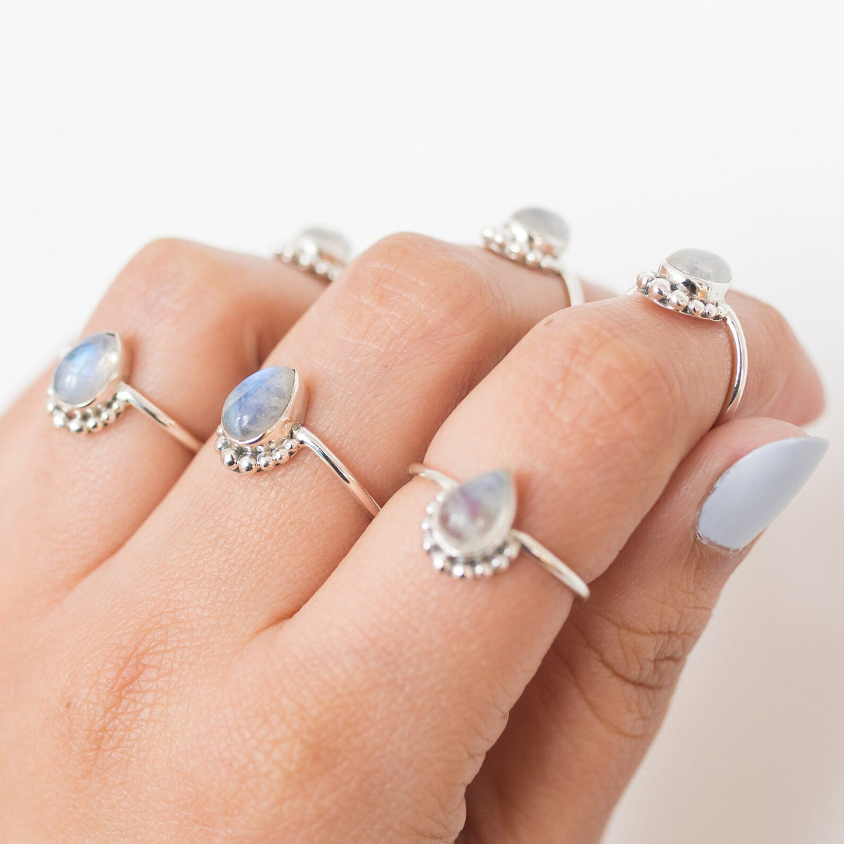 Minimalist Moonstone Ring, Pear Moonstone Ring