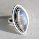 Galaxy Ring, Navette Ring, Large Moonstone Ring