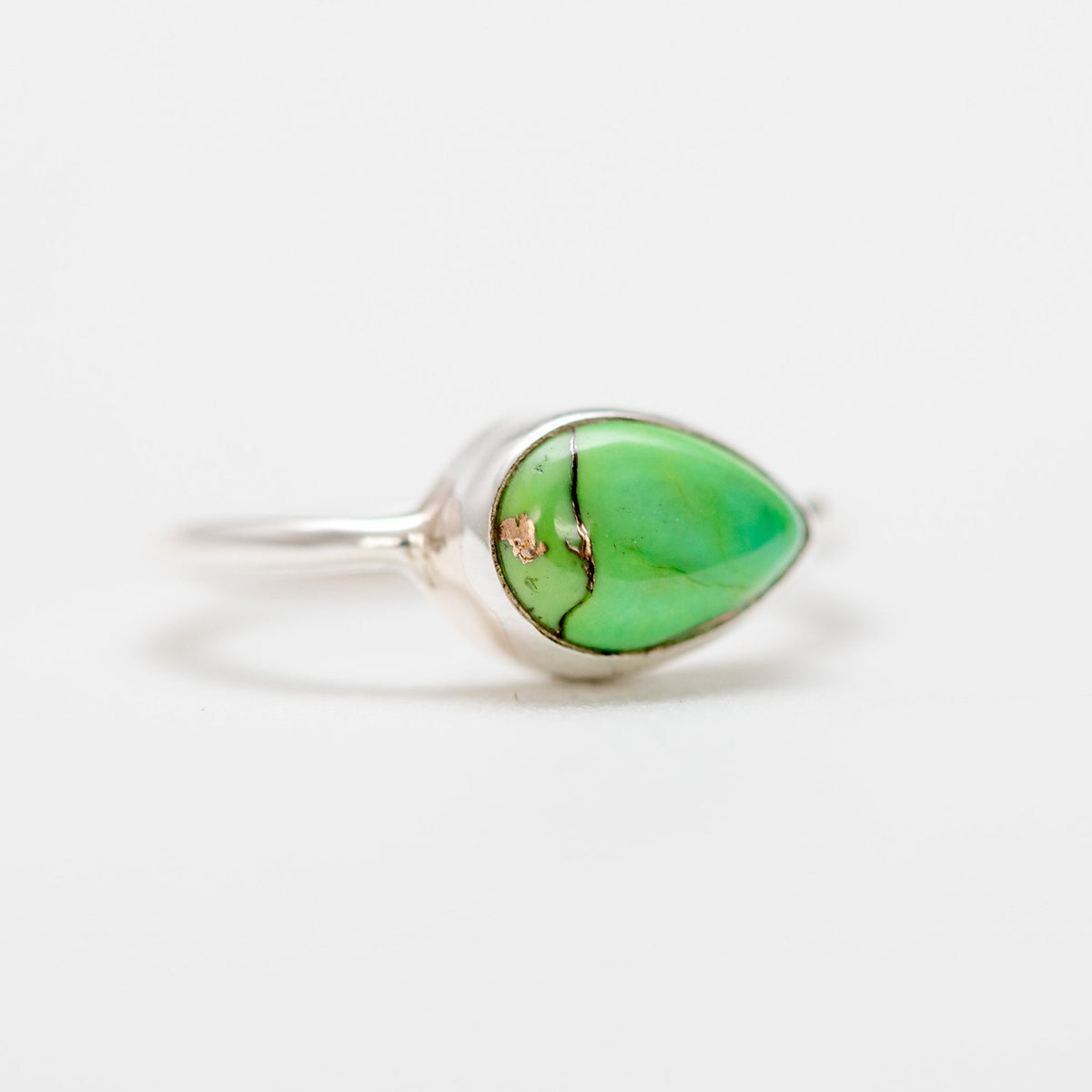 Green Turquoise Ring, Dainty Stacking Ring, Simple Promise Ring