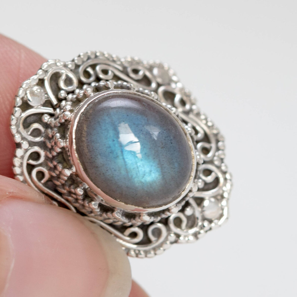 Labradorite Ring - Oval Stone Ring