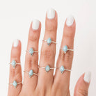 Dainty Larimar Ring, Pear Gemstone Ring