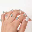 Dainty Larimar Ring, Pear Gemstone Ring