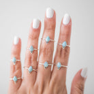 Dainty Larimar Ring, Pear Gemstone Ring