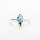 Dainty Larimar Ring, Pear Gemstone Ring