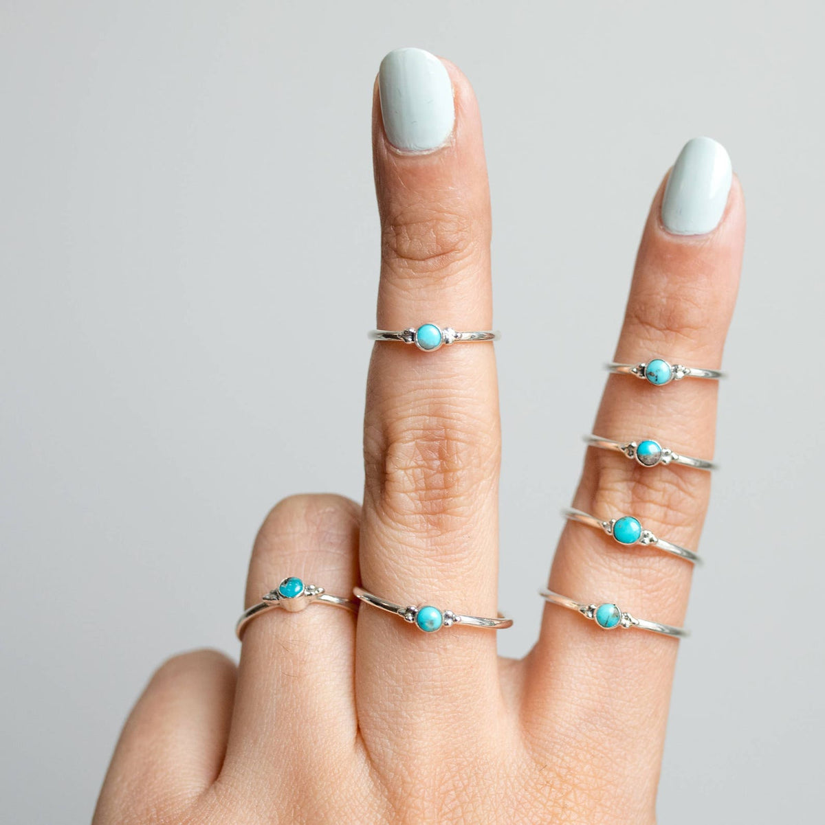 Tiny Turquoise Ring, Round Turquoise Ring