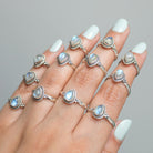 Moonstone Boho Rings, Teardrop Stone Ring